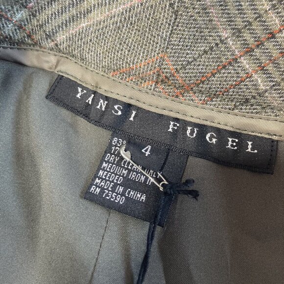 Yansi Fugel Wool Dress Pants Womens Size 4 Tan Plaid Career New Nwt Straight L45 - Picture 3 of 6